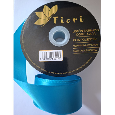 MERCERIA LISTON SATINADO 1 1/2" X 45 M. COLOR AZUL TURQUESA