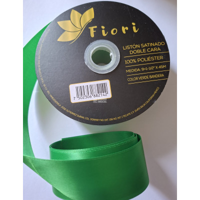 MERCERIA LISTON SATINADO 1 1/2" X 45 M. COLOR VERDE BANDERA